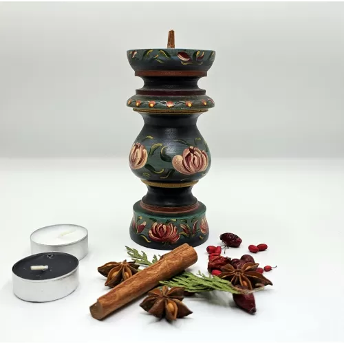 Sfeșnic lumânare rustic din lemn 2