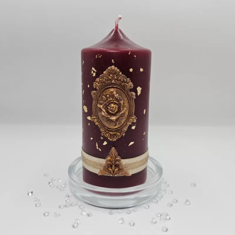 Lumânare Baroc Lux-Life bordeaux