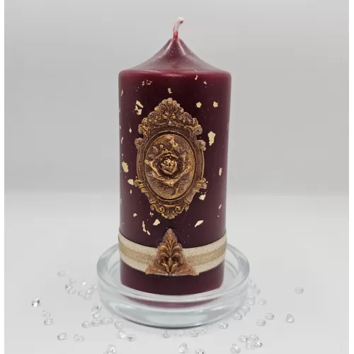 Lumânare Baroc Lux-Life bordeaux