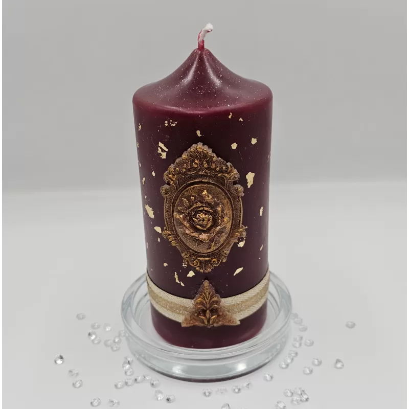 Lumânare Baroc Lux-Life bordeaux