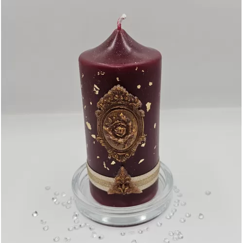 Lumânare Baroc Lux-Life bordeaux