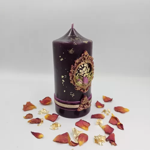 Lumânare Baroc Lux-Life vișiniu trandafir 2