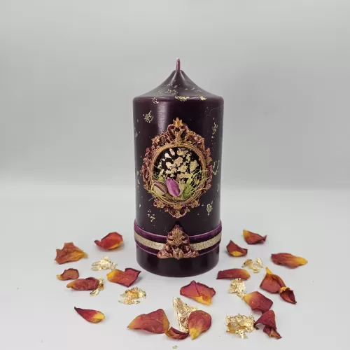 Lumânare Baroc Lux-Life vișiniu trandafir