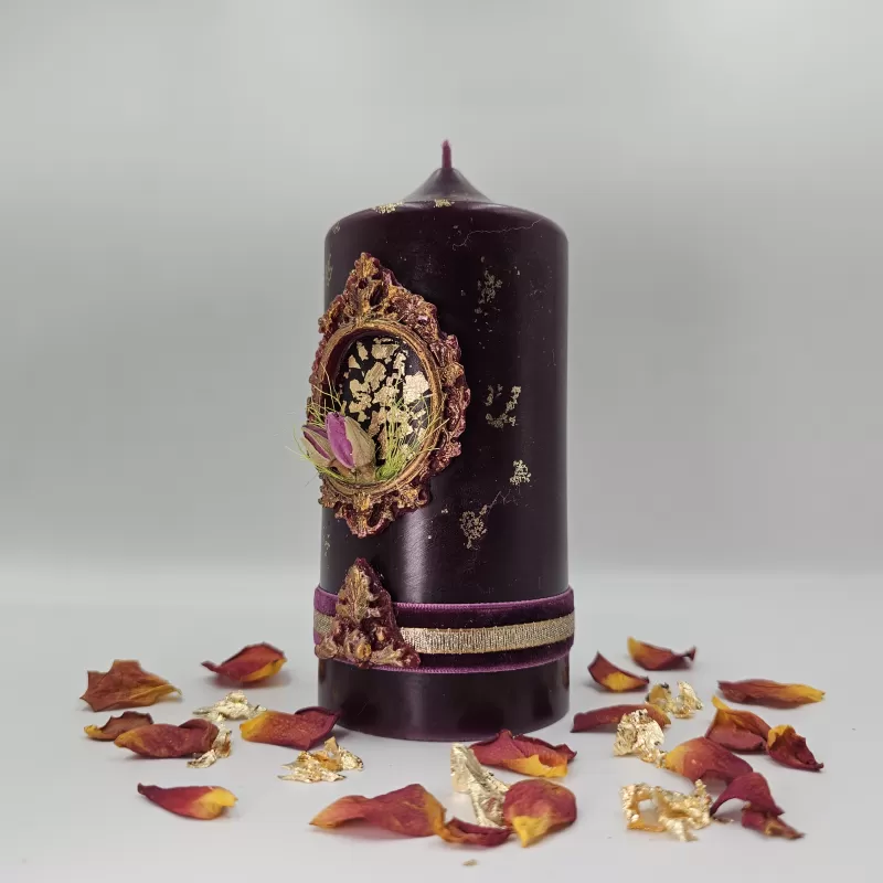 Lumânare Baroc Lux-Life vișiniu trandafir