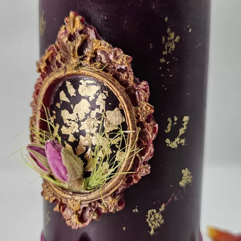 Lumânare Baroc Lux-Life vișiniu trandafir