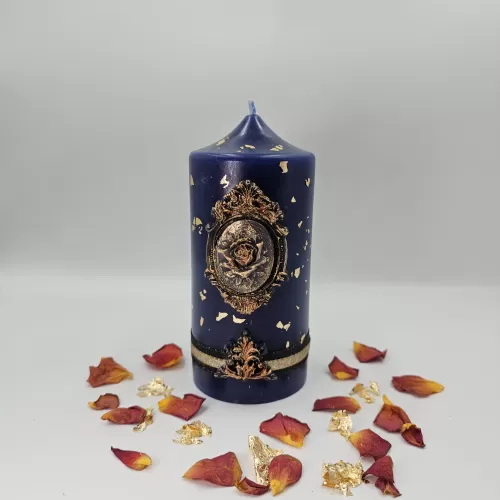 Lumânare Baroc Lux-Life albastru regal