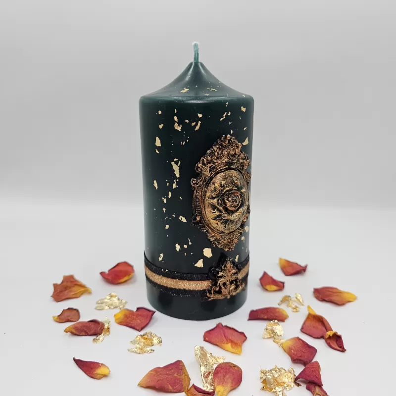 Lumânare Baroc Lux-Life verde teran