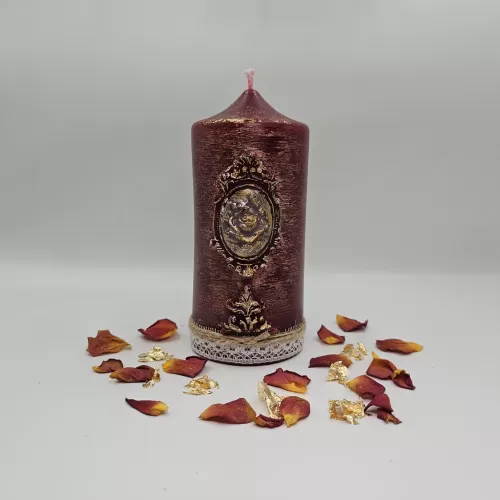 Lumânare Baroc Lux-Life vișiniu striat