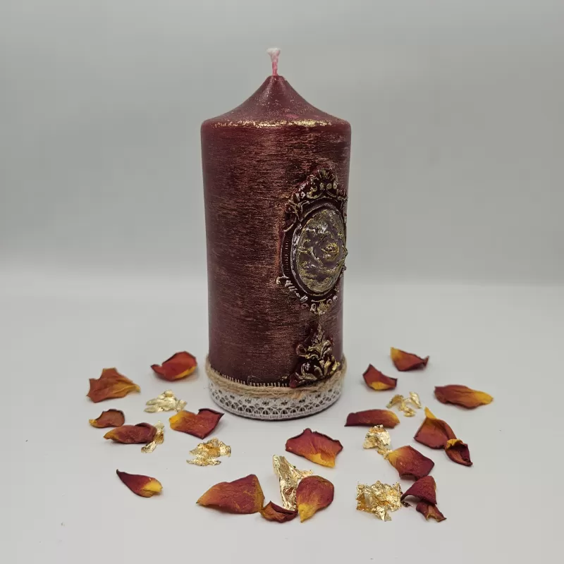 Lumânare Baroc Lux-Life vișiniu striat