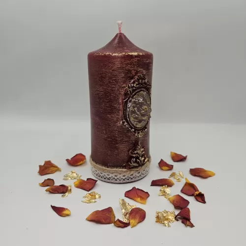 Lumânare Baroc Lux-Life vișiniu striat