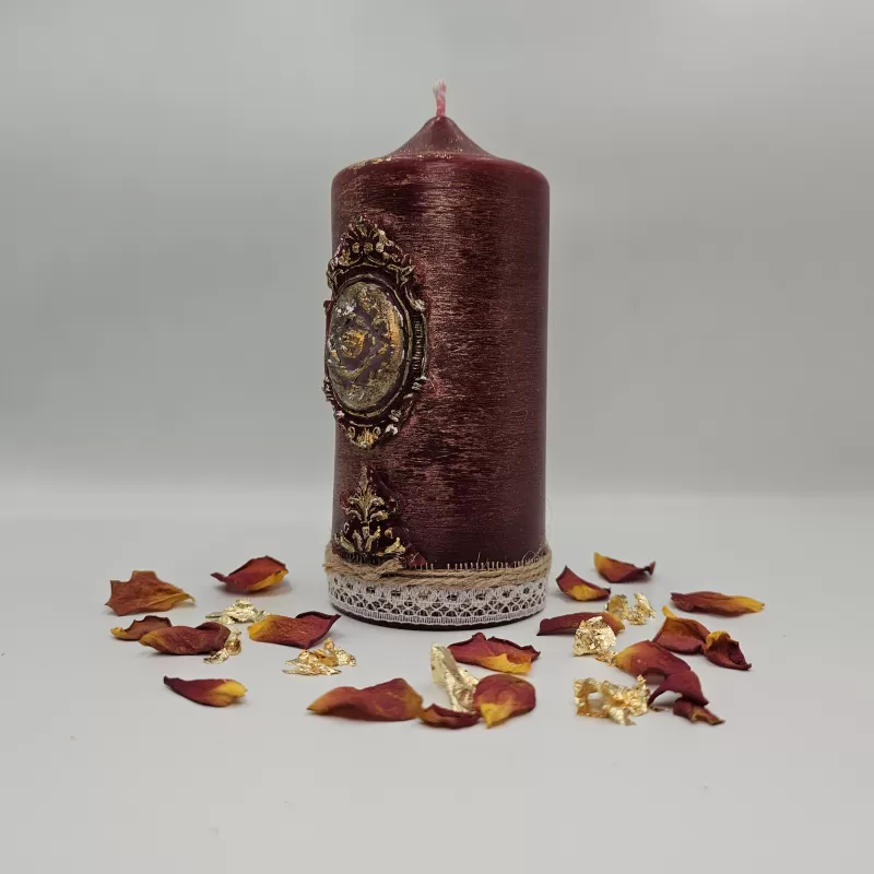 Lumânare Baroc Lux-Life vișiniu striat