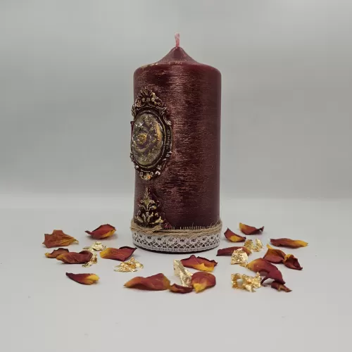 Lumânare Baroc Lux-Life vișiniu striat