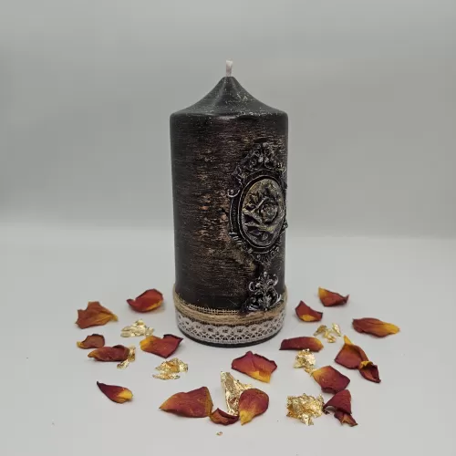 Lumânare Baroc Lux-Life negru striat