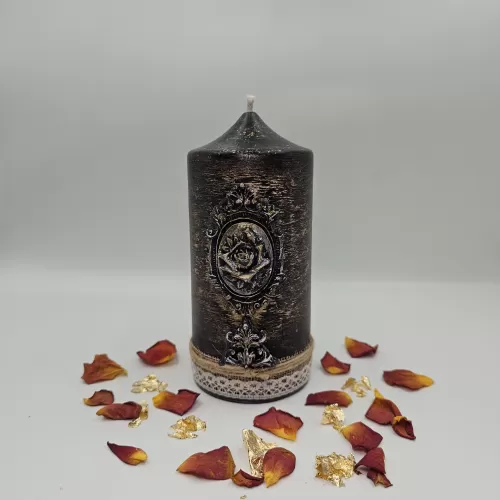 Lumânare Baroc Lux-Life negru striat