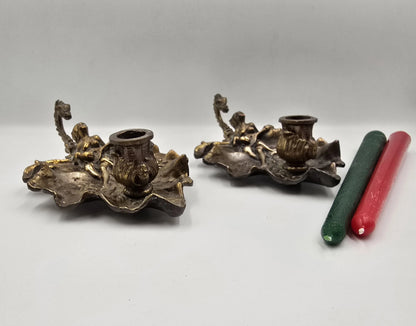Set suporturi lumânări vintage din bronz