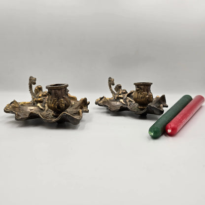 Set suporturi lumânări vintage din bronz